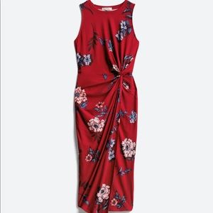 Stitchfix Nine Britton Abigail Brushed Knit Midi Dress Floral Burgundy NWT